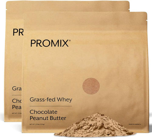 ProMix Nutrition Chocolate Peanut Butter Whey Protein Powder - 5lb Bulk, Grass-Fed, 100% Natural - Ideal for Post-Workout Shakes, Smoothies, Recipes - Gluten-Free