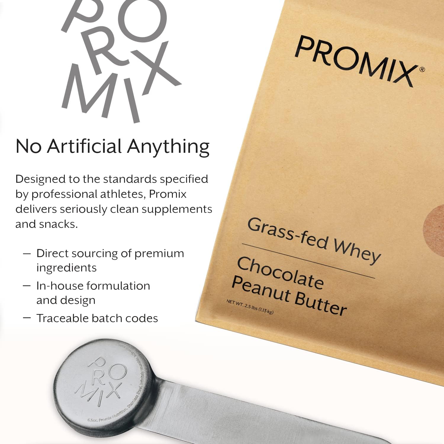 ProMix Nutrition Chocolate Peanut Butter Whey Protein Powder - 5lb Bulk, Grass-Fed, 100% Natural - Ideal for Post-Workout Shakes, Smoothies, Recipes - Gluten-Free