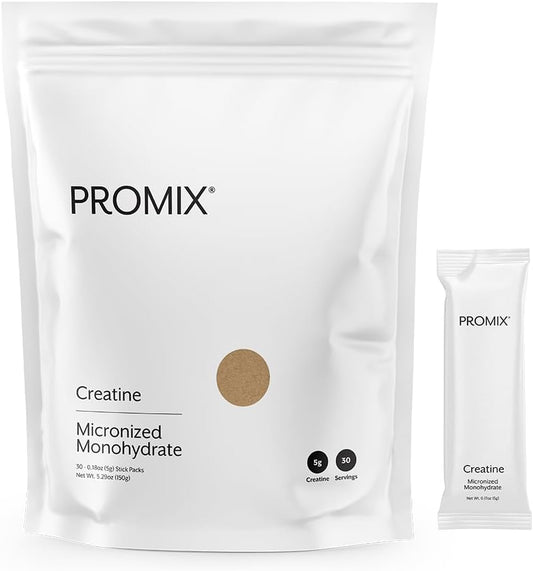 ProMix Nutrition Creatine Monohydrate Stick Packs - 5g Micronized Creatine for Muscle Growth & Recovery - 30 Count