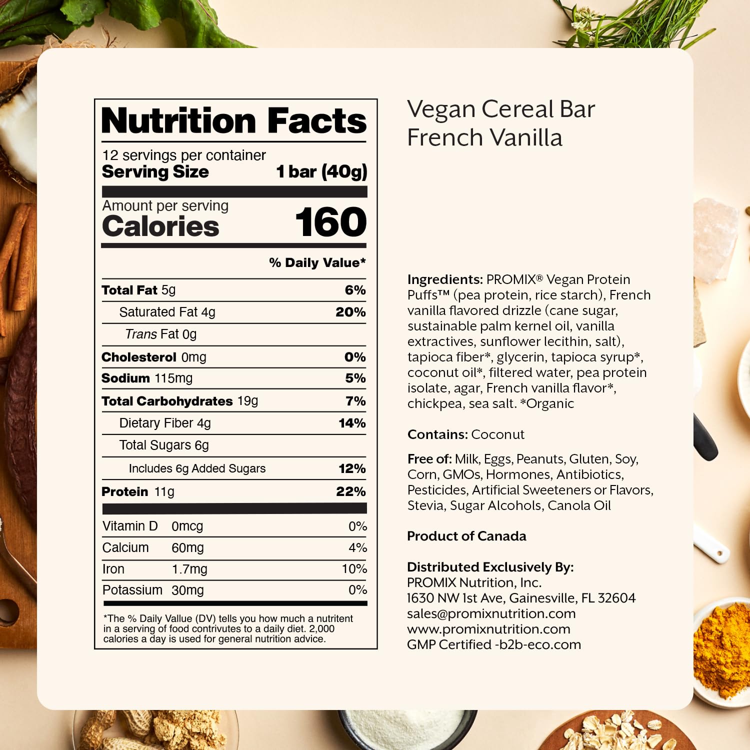 Promix Nutrition French Vanilla Vegan Protein Puff Bars | High Protein, Low Calorie Marshmallow Crispy Treat | Kosher, Soy Free