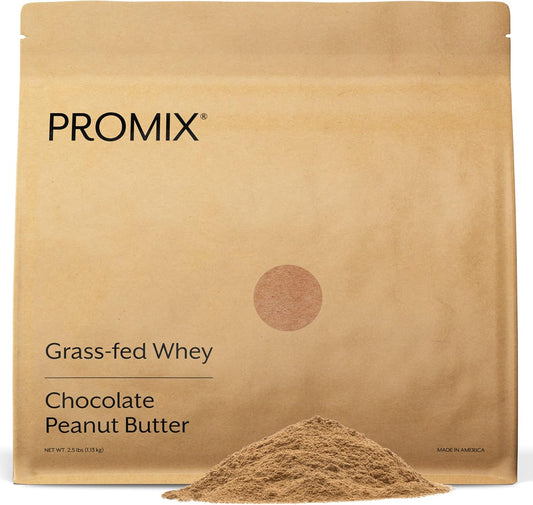 ProMix Nutrition Grass-Fed Chocolate Peanut Butter Whey Protein Powder - 2.5lb Bulk - 100% Natural for Fitness & Nutrition - Gluten-Free