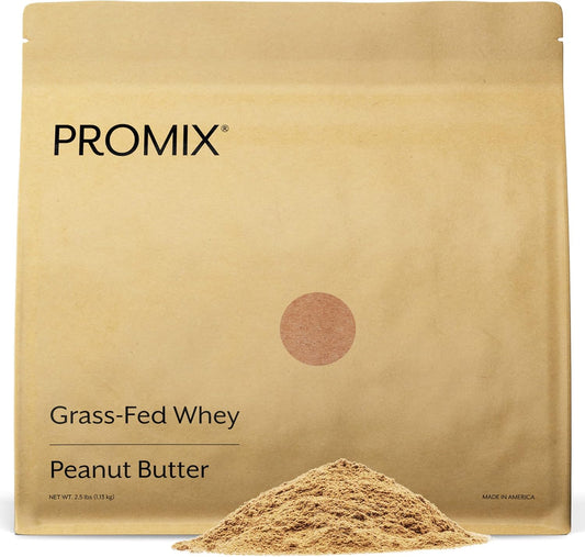 ProMix Nutrition Grass-Fed Whey Protein Powder, Peanut Butter Flavor - 2.5lb Bulk - 100% All Natural - Ideal for Post-Workout Shakes, Smoothies, Baking - Gluten-Free & Keto-Friendly