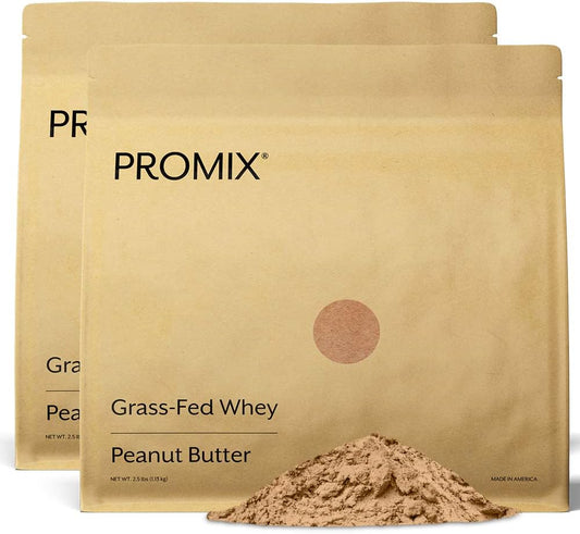 Promix Nutrition Grass-Fed Whey Protein Powder, Peanut Butter Flavor - 5lb Bulk, 100% All Natural for Post-Workout Shakes, Smoothies, Baking, and Cooking - Gluten-Free & Keto-Friendly