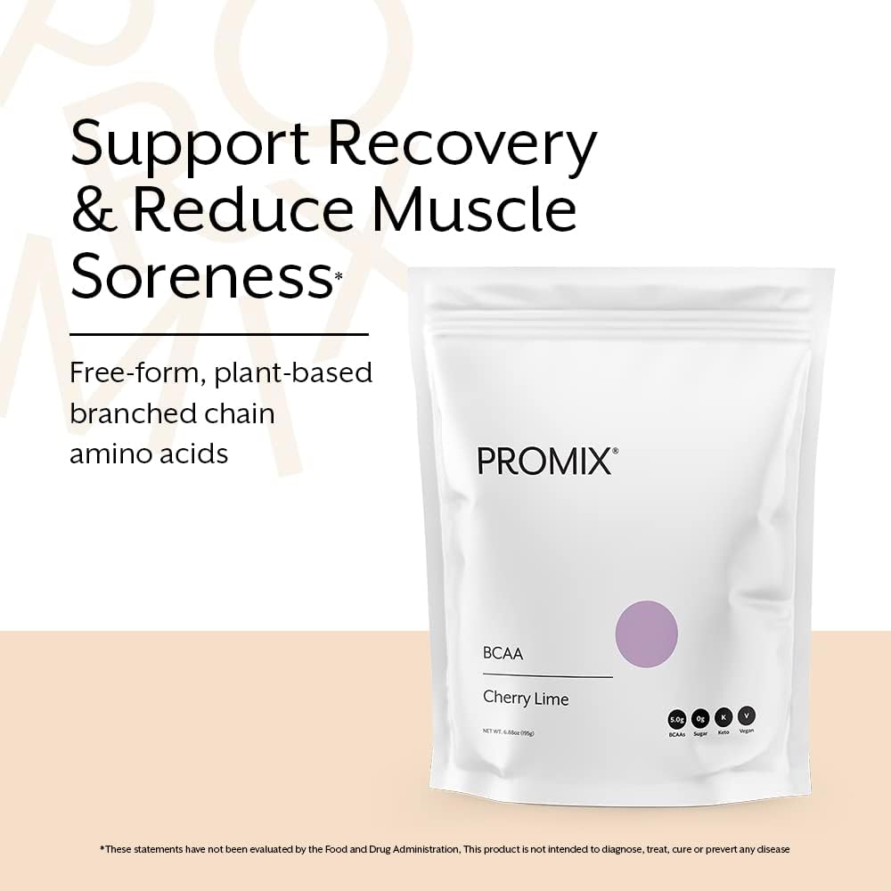 ProMix Nutrition Plant-Based BCAA Post-Workout Powder, Cherry Lime Flavor - Supports Lean Muscle Growth, Recovery, & Endurance - Zero Fat, Sugar, Carbs - Gluten-Free
