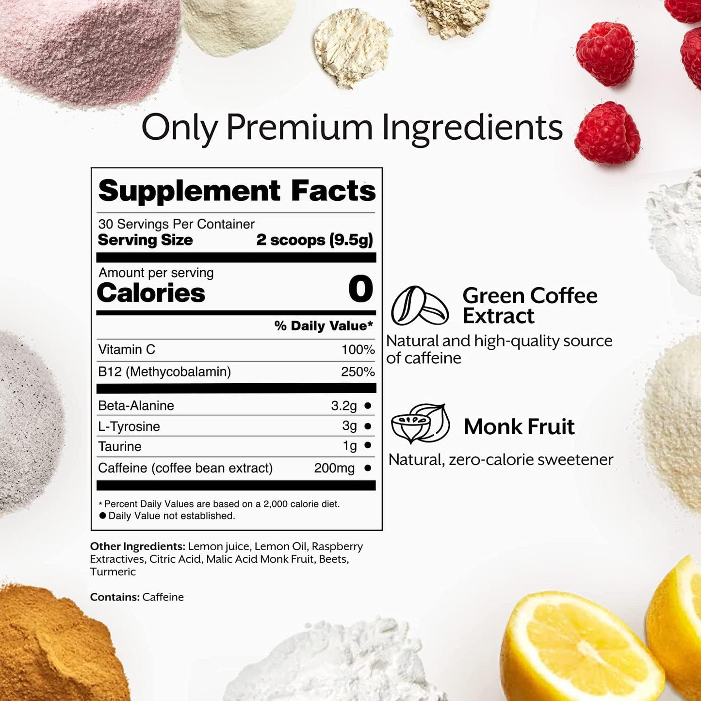 ProMix Nutrition Pre-Workout Powder - Raspberry Lemon Flavor - Boost Focus & Performance - Aids Muscle Gain, Endurance, Energy - With B12, Caffeine, Beta-Alanine, L-Tyrosine - Gluten & Dairy-Free - BoostGo Australia