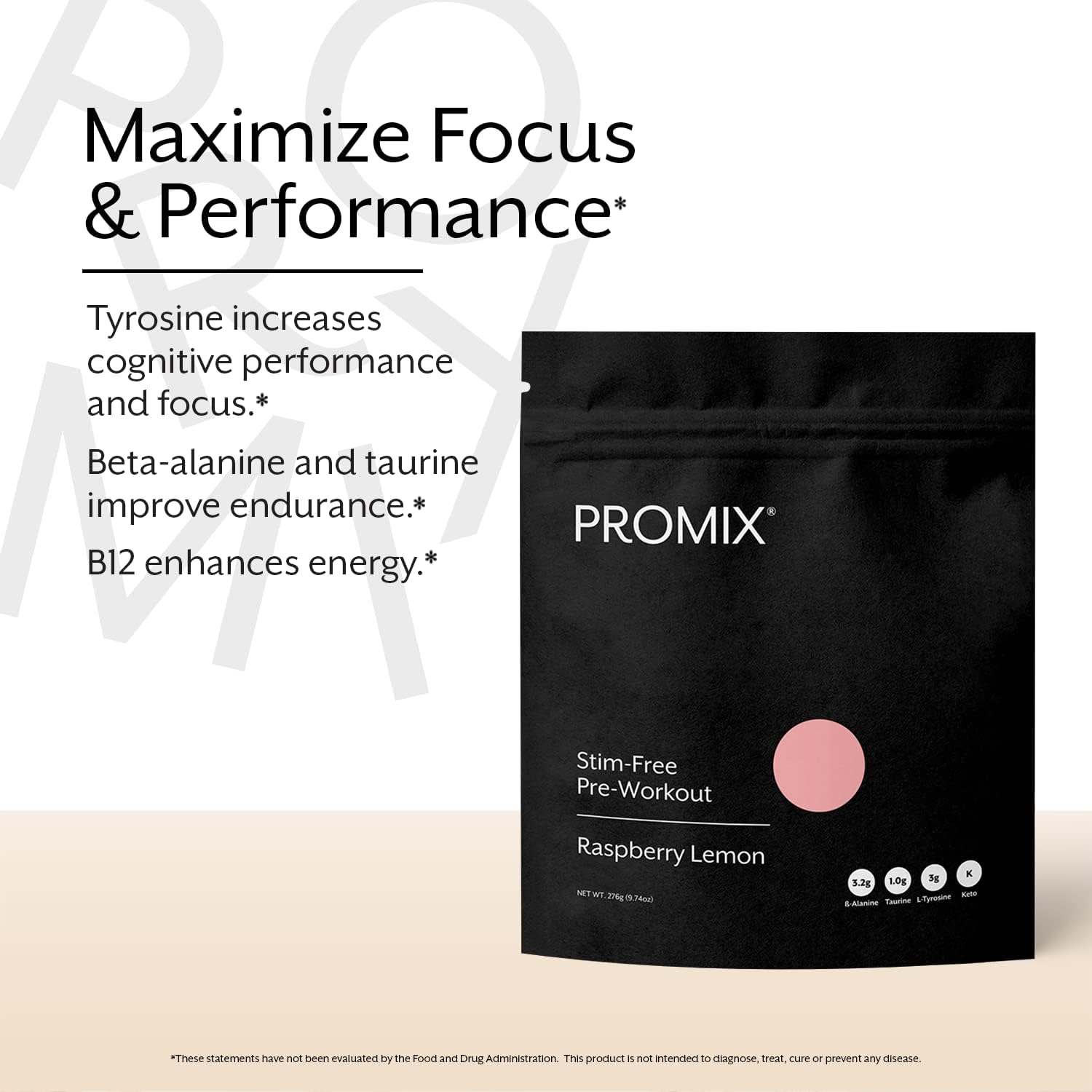 ProMix Nutrition Stimulant-Free Pre-Workout Powder - Raspberry Lemon Flavor - 30 Servings - Boost Focus, Energy, & Performance - With Vitamin B12, Taurine, Beta-Alanine, L-Tyrosine - Gluten, Dairy, & Caffeine-Free - BoostGo Australia