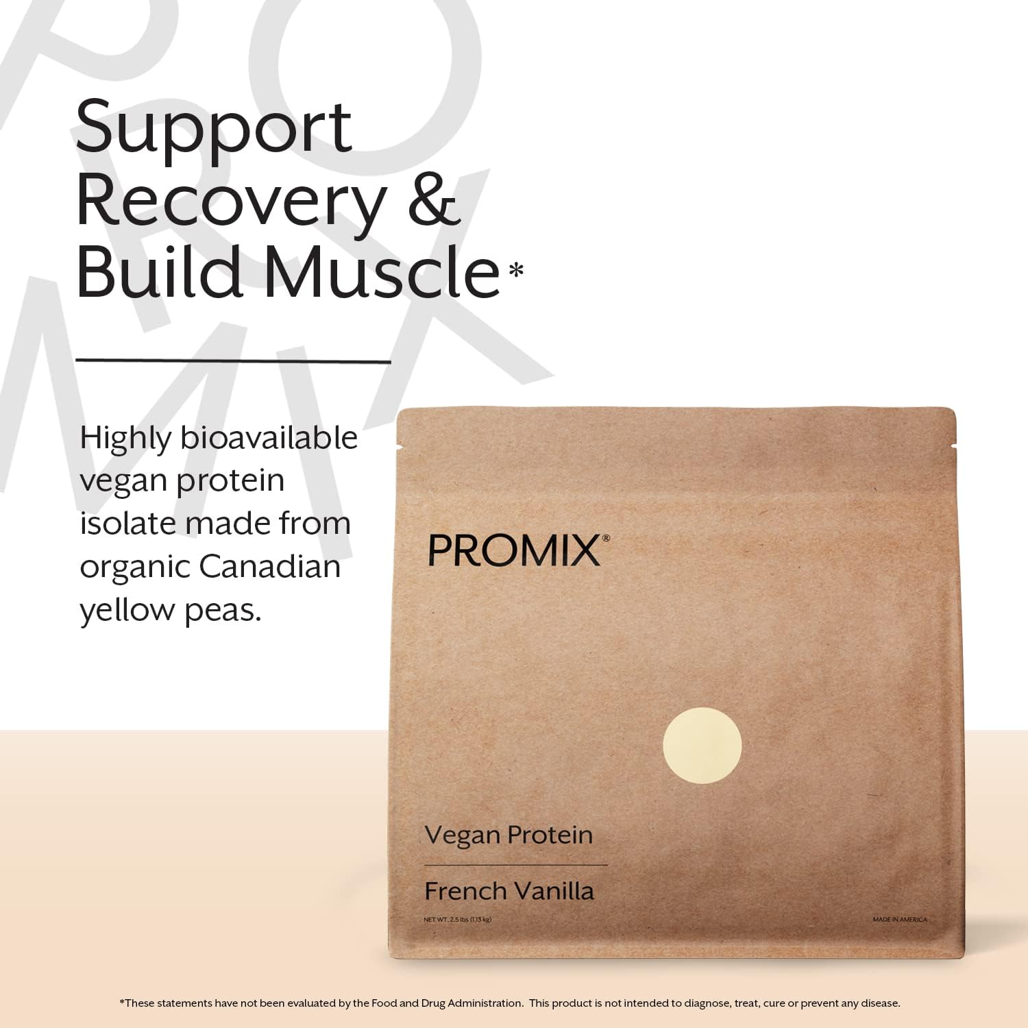 ProMix Plant-Based Vegan Protein Powder - Vanilla Flavor - 2.5lb Bulk Size - Pea Protein with Vitamin B-12 - Gluten-Free Formula for Fitness Shakes & Smoothies