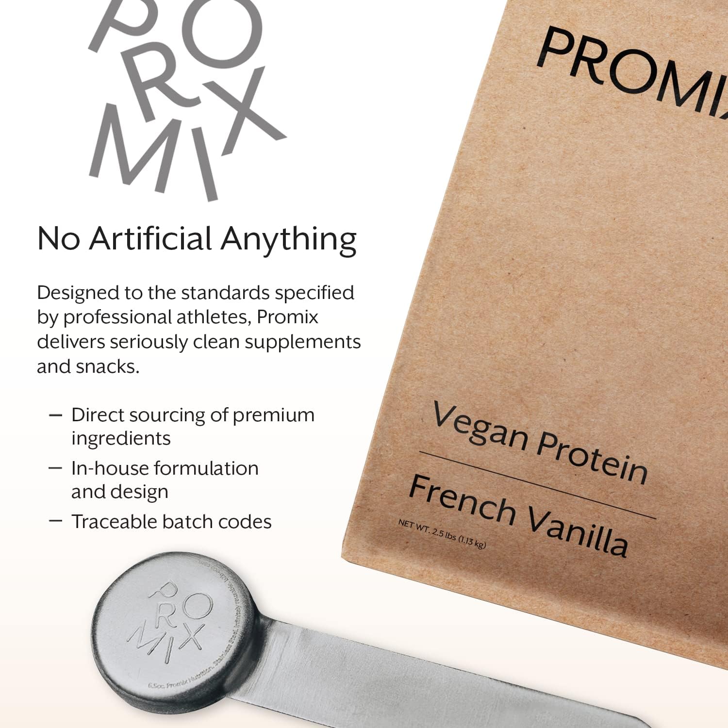 ProMix Plant-Based Vegan Protein Powder - Vanilla Flavor - 2.5lb Bulk Size - Pea Protein with Vitamin B-12 - Gluten-Free Formula for Fitness Shakes & Smoothies