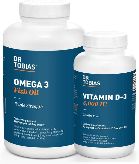 Promote Overall Health with Dr. Tobias Omega 3 Fish Oil and Vitamin D-3 - 3 Month Supply