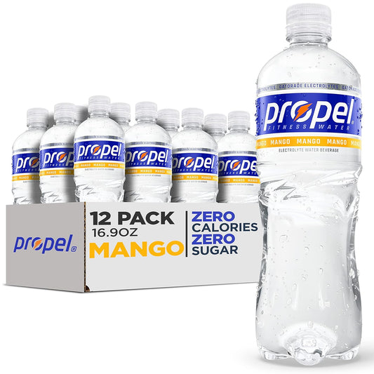 Propel Mango Zero Calorie Water Beverage with Electrolytes & Vitamins C&E - 16.9 Fl Oz (12 Pack)