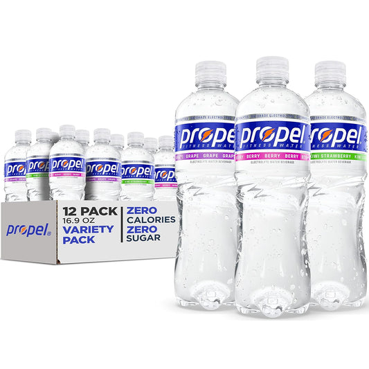 Propel Zero Calorie Sports Water Variety Pack - 3 Flavors, Electrolytes, Vitamins C&E, 16.9oz x 12