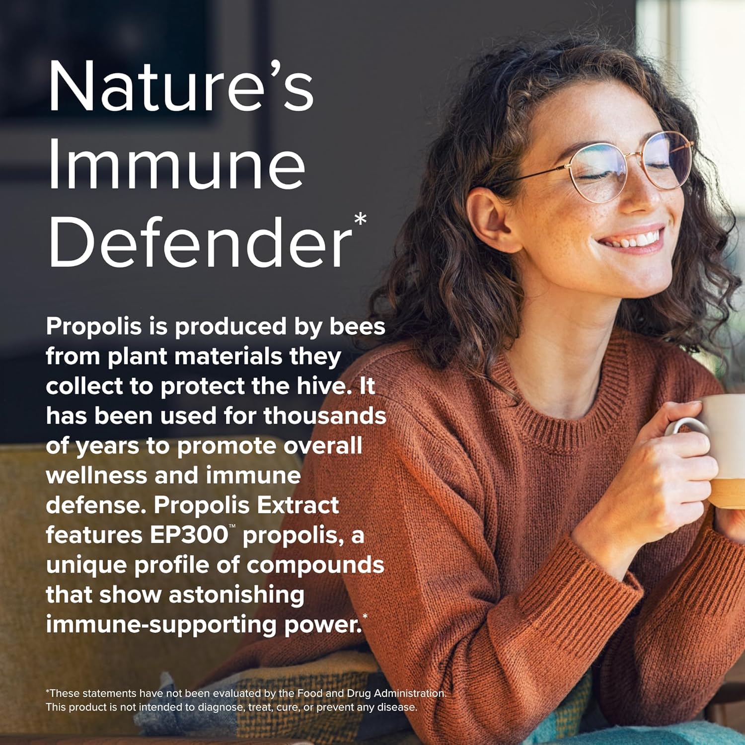 Propolis Extract EP300 Chewable Tablets - Immune Support for Kids & Adults - Non-GMO Bee Propolis Supplement - 60 Tablets