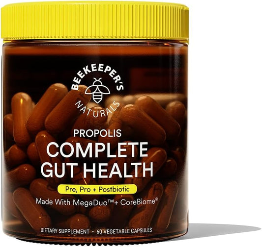 Propolis Powered Complete Gut Health Capsules for Digestive Health & Bloating Relief - 60ct Vegan Prebiotic, Postbiotic, Probiotic Supplement - BoostGo Australia
