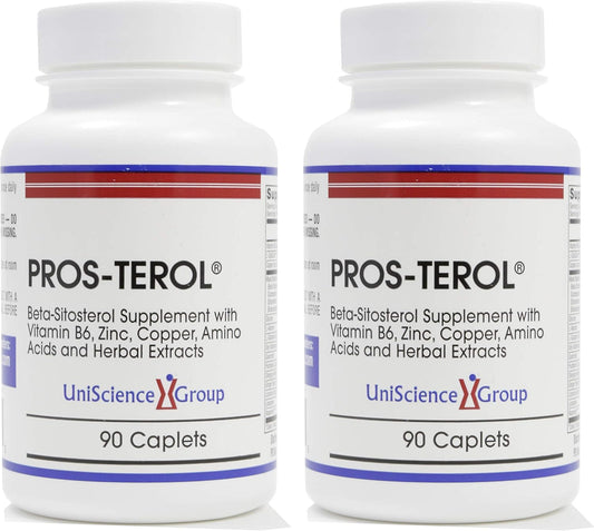 Pros-TEROL Prostate Relief Supplement with Plant Sterols, Pumpkin Seed, Nettle Root, Ginger, Licorice Extracts (2 Bottles)