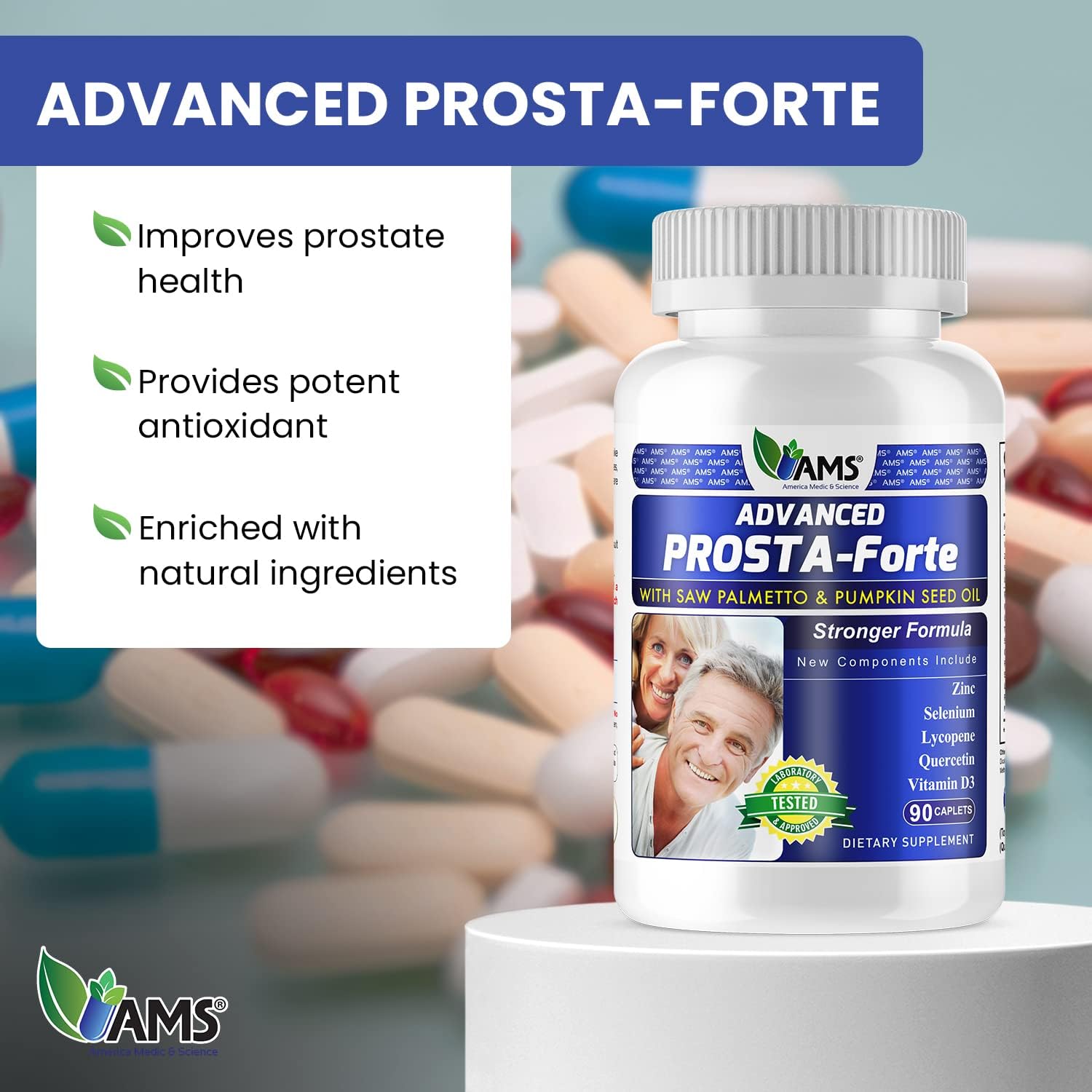 Prosta-Forte: Advanced Prostate Supplement with Saw Palmetto, Vitamin D3, Zinc, and Pumpkin Seed Oil (90 Caplets)