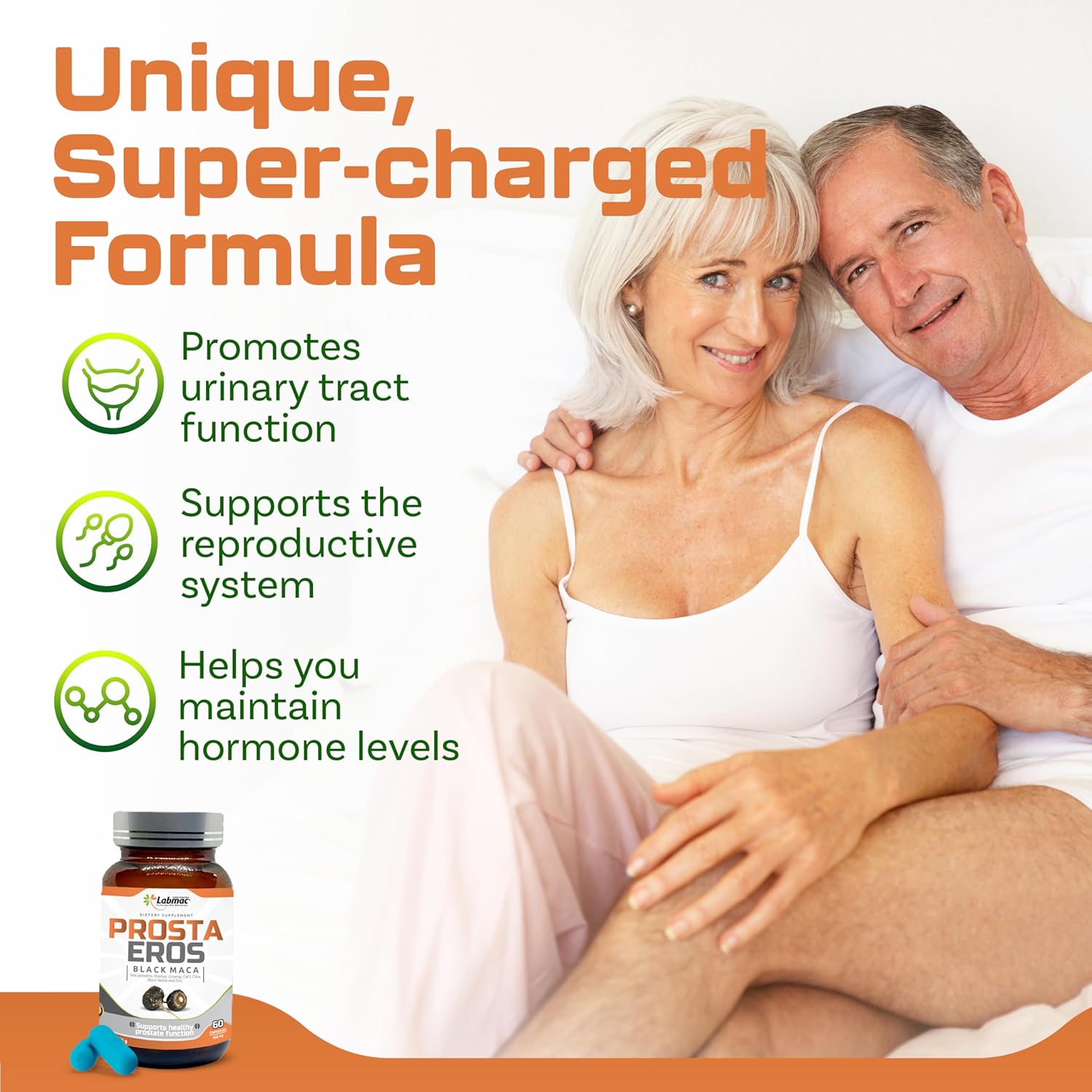 ProstaEros Prostate Support Supplement - 7 Natural Ingredients including Black Maca and Saw Palmetto - 60 Capsules