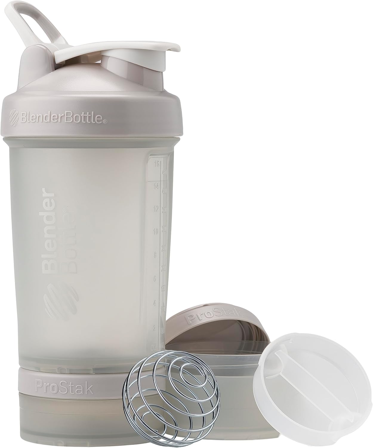 ProStak System Blender Bottle with Pill Organizer, Protein Powder Storage, 22oz Smoke Grey Shaker Bottle