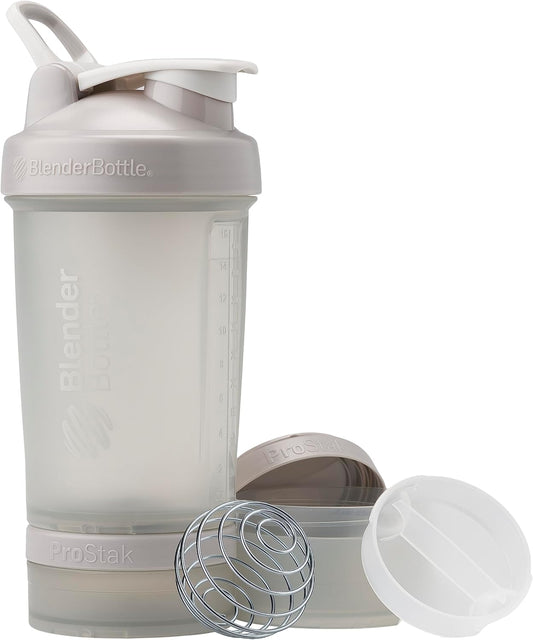ProStak System Blender Bottle with Pill Organizer, Protein Powder Storage, 22oz Smoke Grey Shaker Bottle