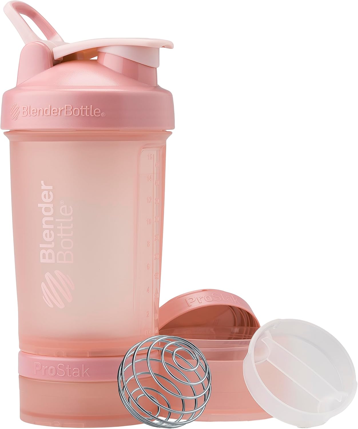 ProStak System BlenderBottle Shaker Bottle with Pill Organizer, 22oz - Rose Pink