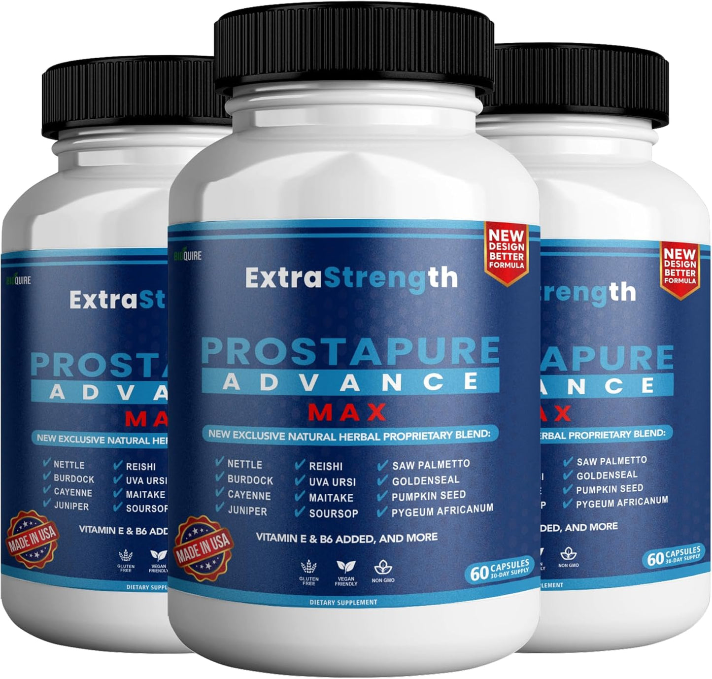 ProstaPure Advance Max Extra Strength Prostate Health Supplement - Saw Palmetto, Vegan, Non-GMO, Gluten-Free - 180 Capsules x3