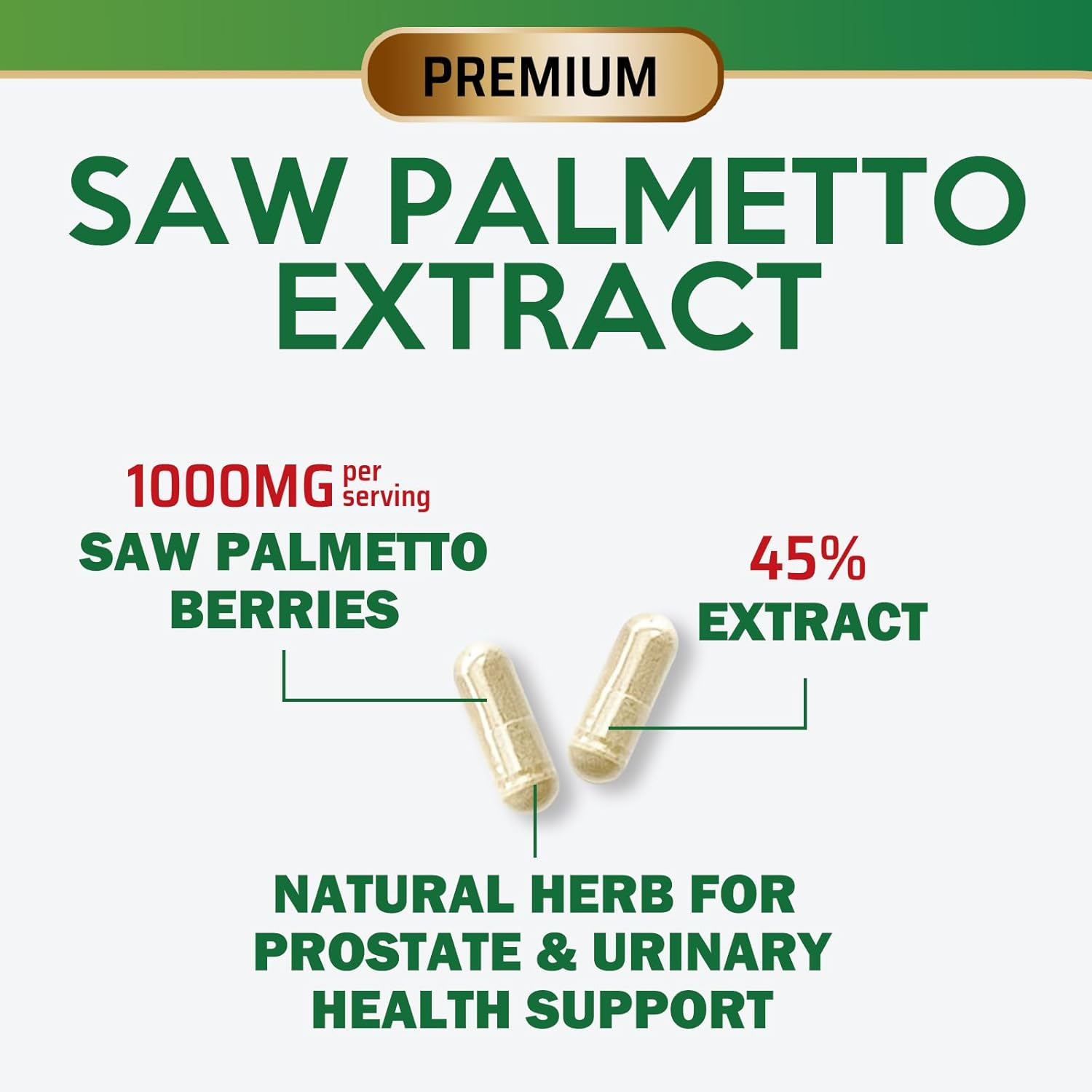Prostate Health Supplement 1000MG - Saw Palmetto Extract for Men's Health - Supports Urinary Health - 60 Capsules