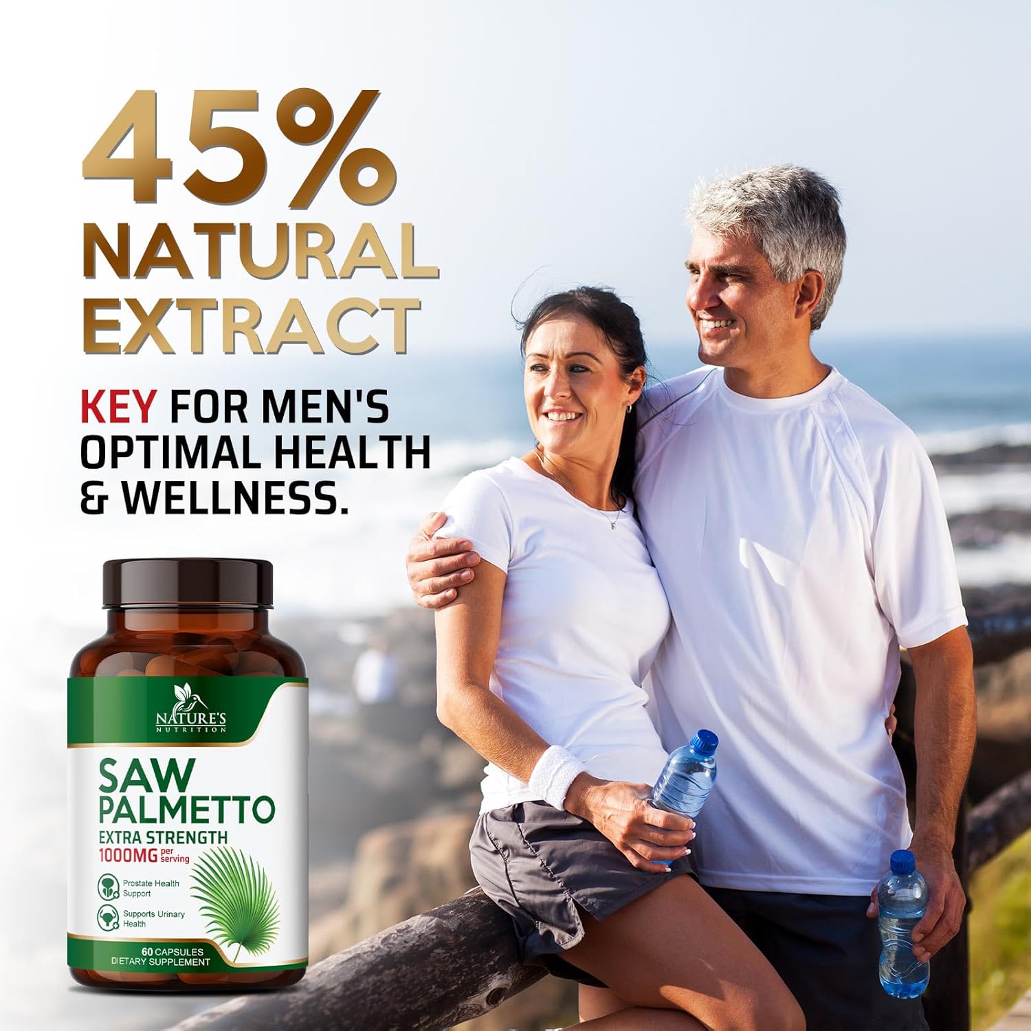 Prostate Health Supplement 1000MG - Saw Palmetto Extract for Men's Health - Supports Urinary Health - 60 Capsules
