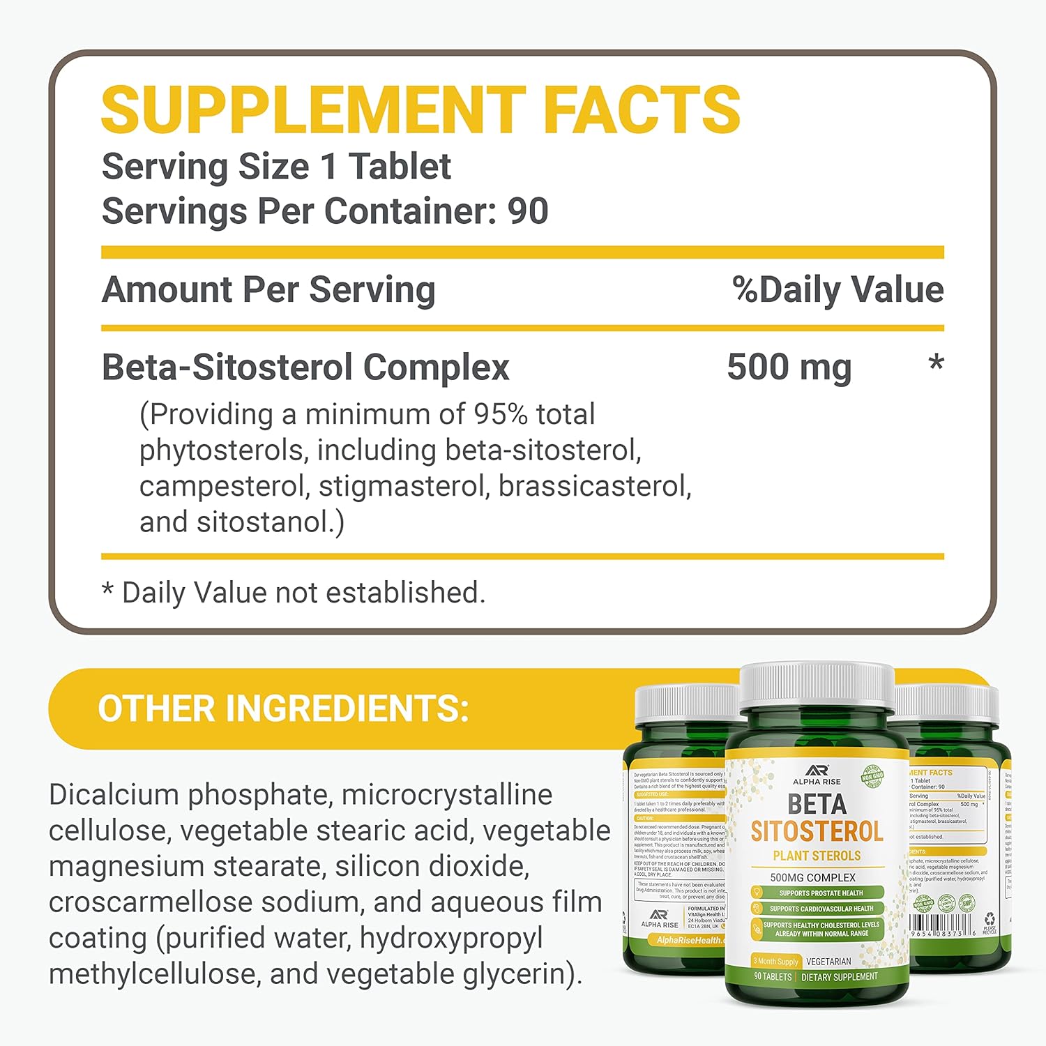 Prostate Health Supplement with Beta Sitosterol - Natural Plant Sterols (60 Capsules + 90 Tablets) for Men
