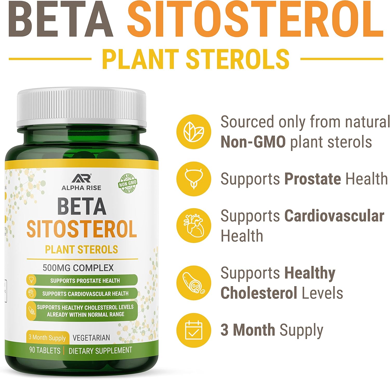Prostate Health Supplement with Beta Sitosterol - Natural Plant Sterols (60 Capsules + 90 Tablets) for Men