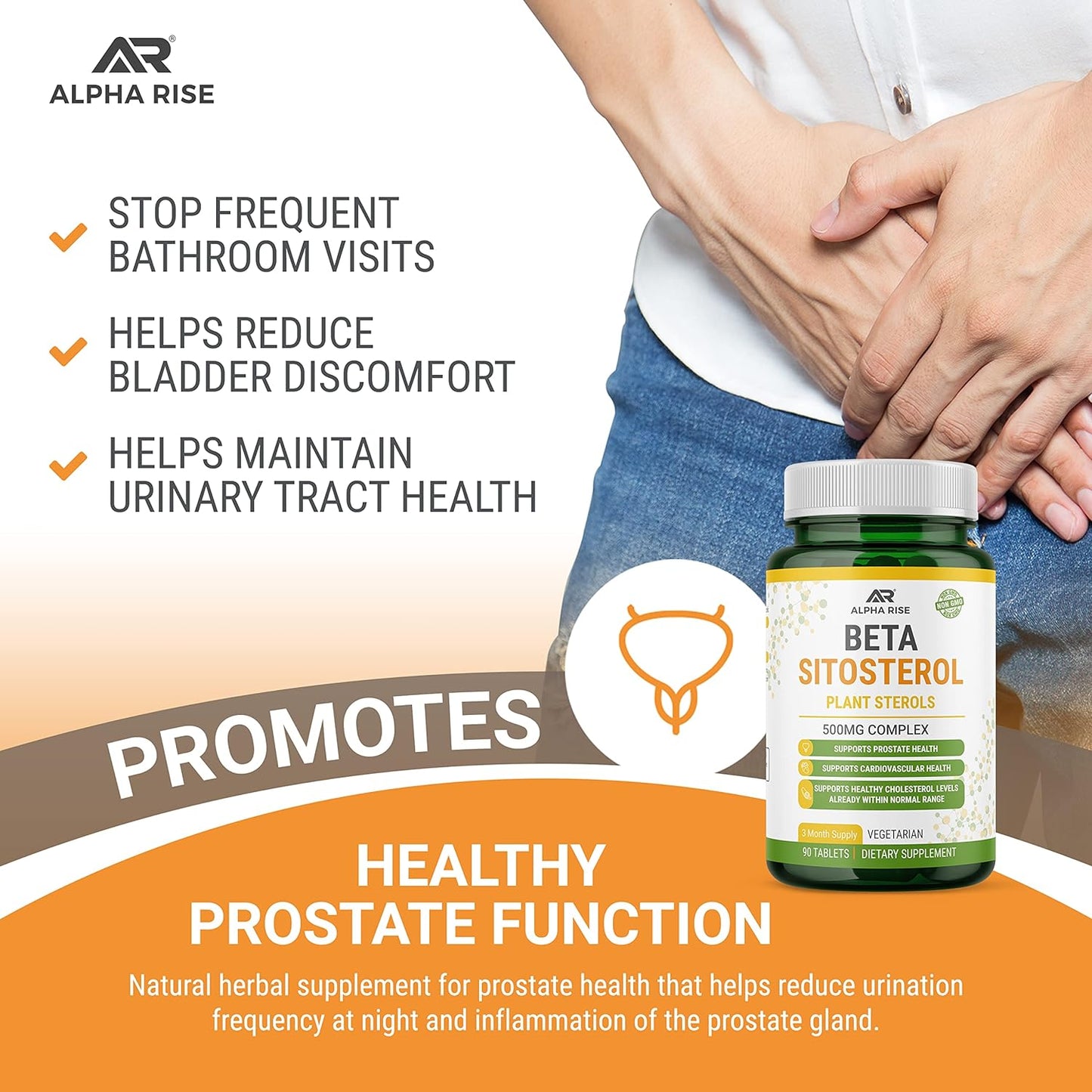 Prostate Health Supplement with Beta Sitosterol - Natural Plant Sterols (60 Capsules + 90 Tablets) for Men