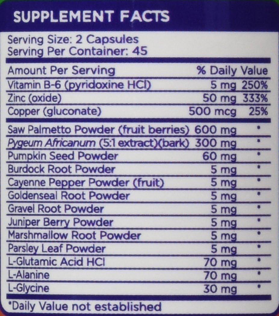 Prostate Health Supplement with Saw Palmetto, Zinc, Pumpkin Seed - 90 Capsules - Burdock Root, Amino Acids, Extracts - 45 Day Supply