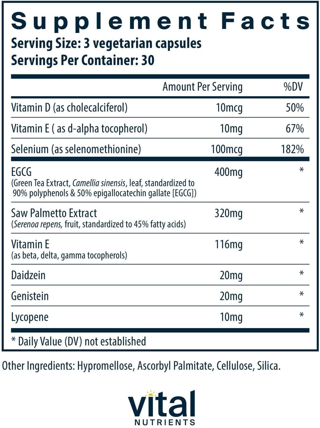 Prostate Health Support - 90 Vegetarian Capsules - Evidence-Based Formula for Vital Nutrients