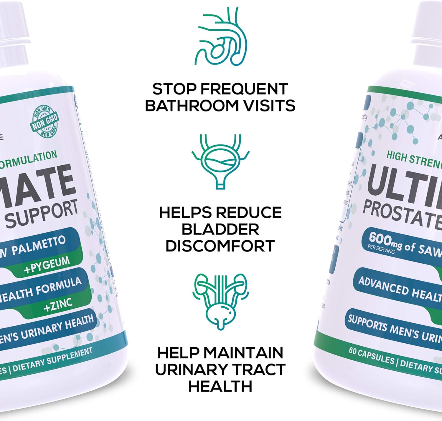 Prostate Health Support Bundle: Over-The-Counter Supplement + Vitamin ADK 10 + Olive Oil for Men (150 Capsules)
