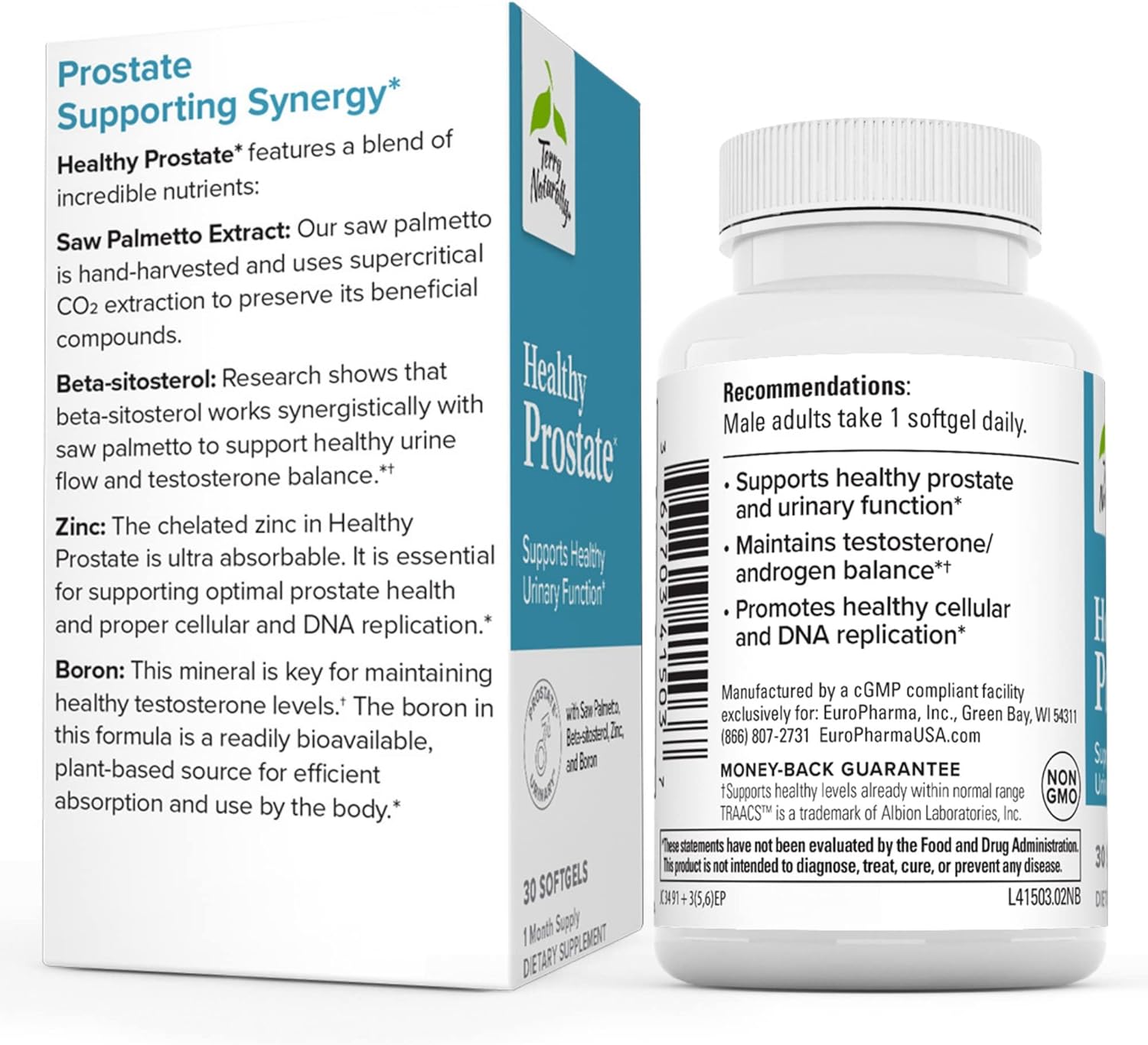 Prostate Health Support Softgels with Boron, Saw Palmetto, and Zinc - Non-GMO & Gluten-Free - 30 Softgels
