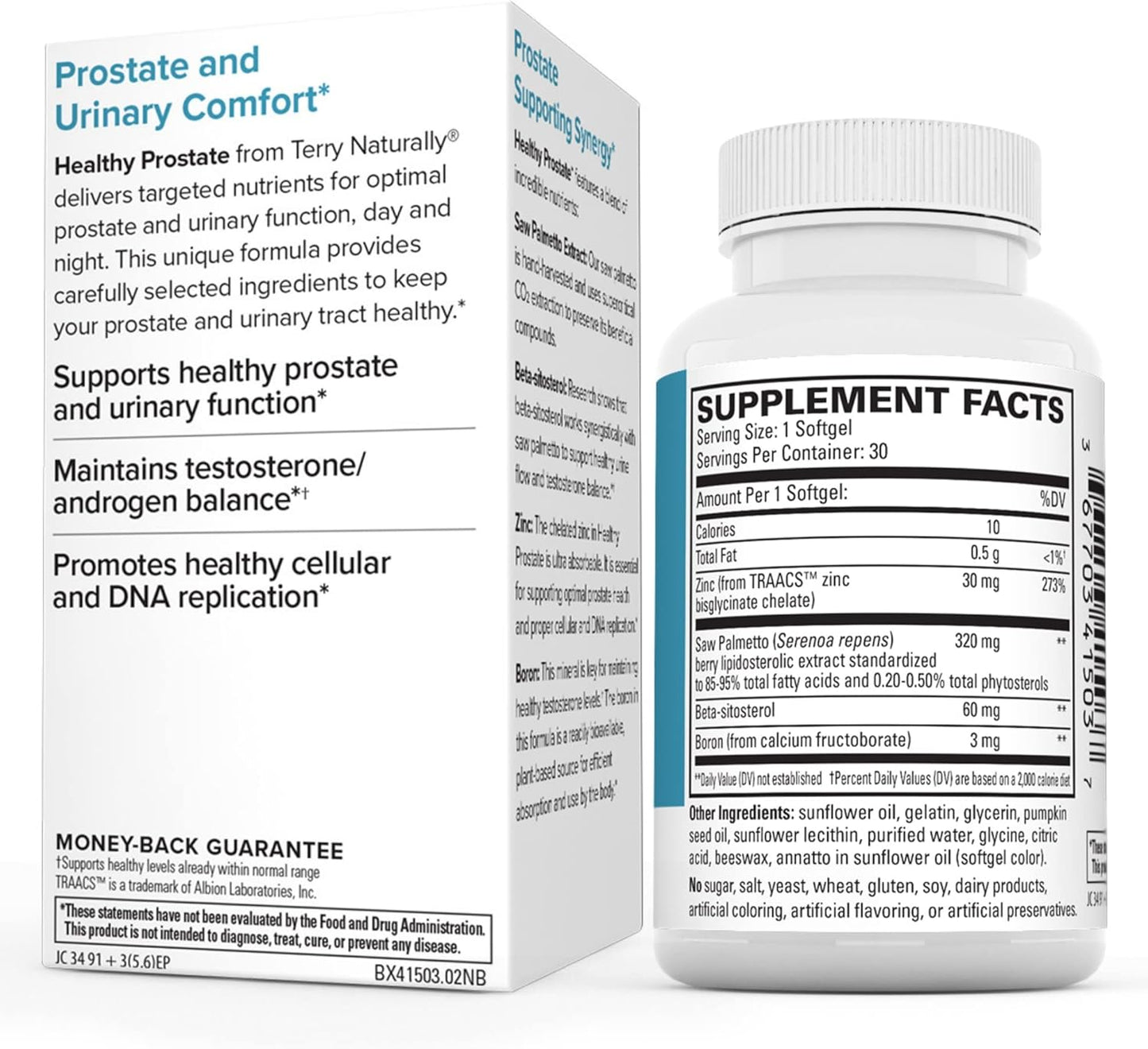 Prostate Health Support Softgels with Boron, Saw Palmetto, and Zinc - Non-GMO & Gluten-Free - 30 Softgels