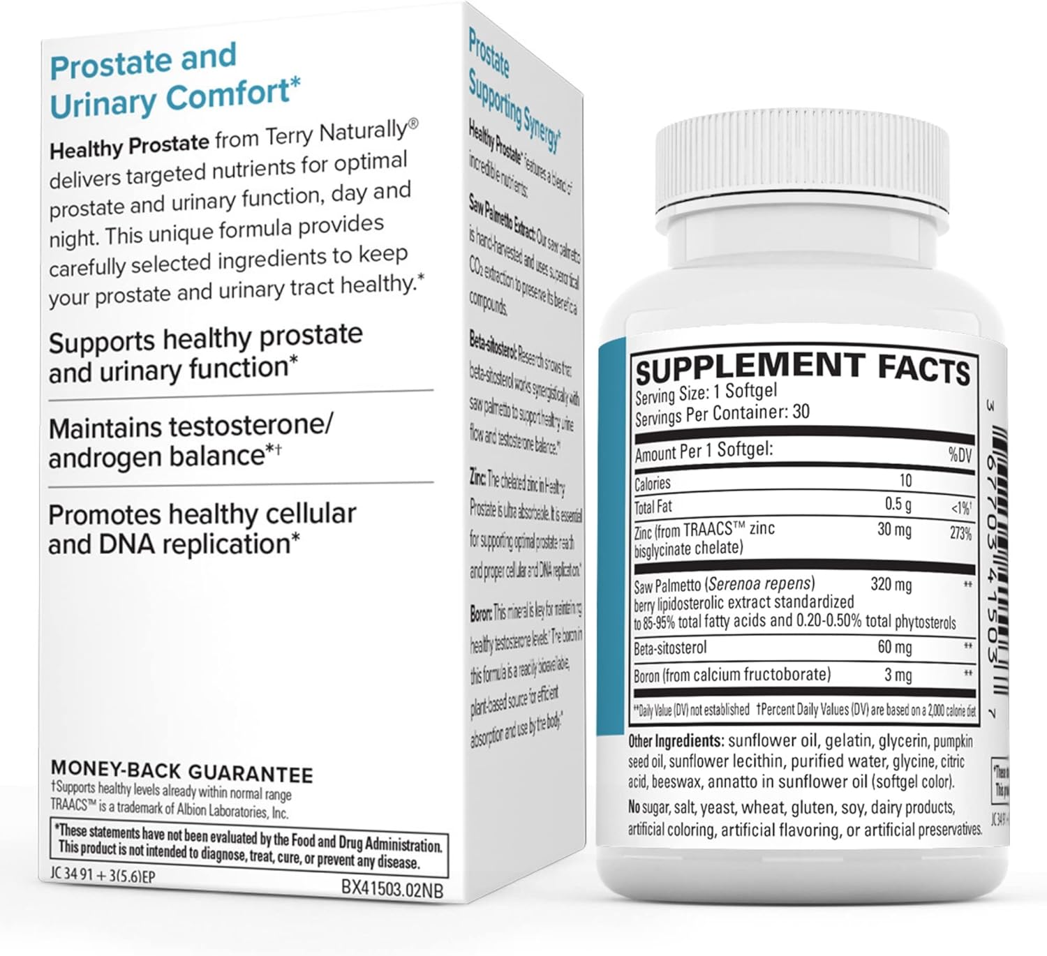 Prostate Health Support Softgels with Boron, Saw Palmetto, and Zinc - Non-GMO & Gluten-Free - 30 Softgels