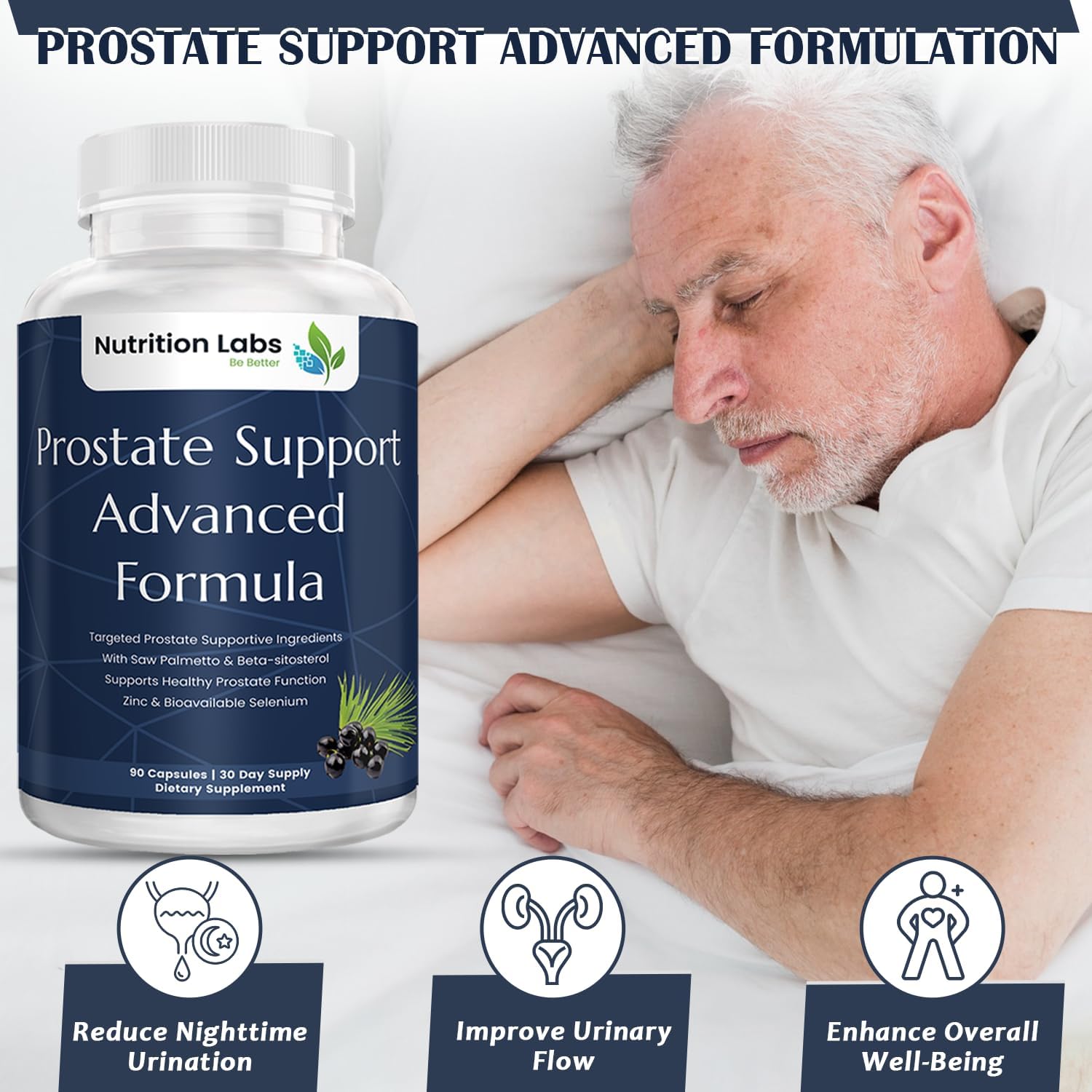 Prostate Health Support Supplement for Men - 90 CT with Beta Sitosterol, Selenium, Pygeum, and Saw Palmetto Extract | Support Prostate Health and Reduce Frequent Urination