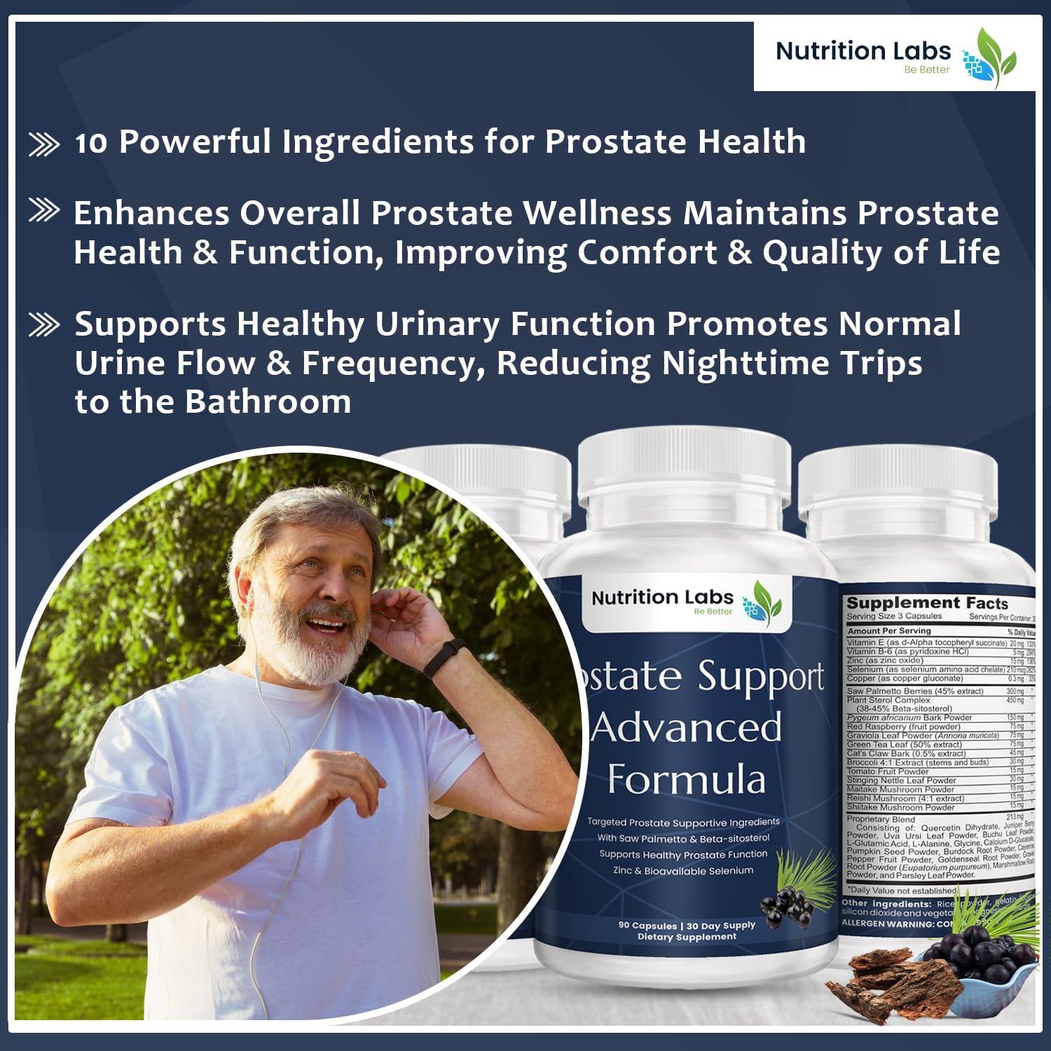 Prostate Health Support Supplement for Men - 90 CT with Beta Sitosterol, Selenium, Pygeum, and Saw Palmetto Extract | Support Prostate Health and Reduce Frequent Urination