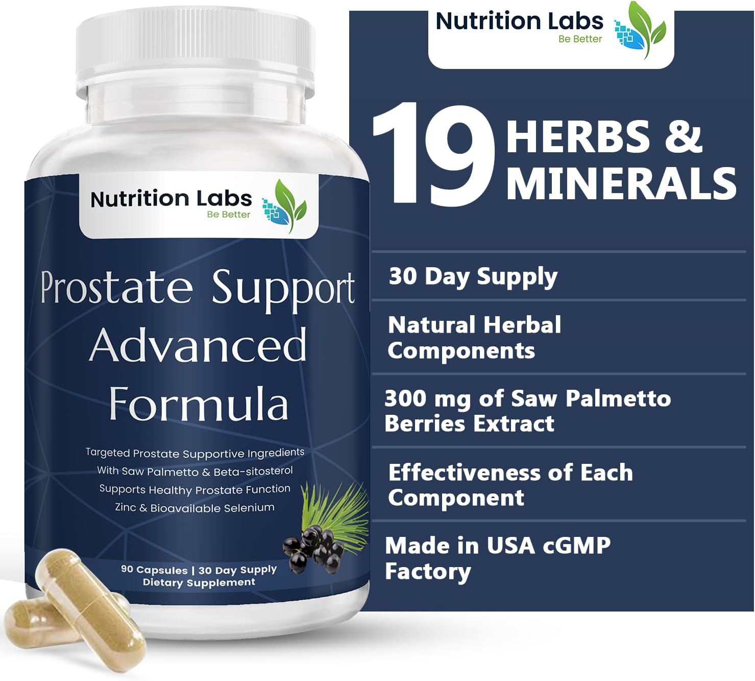 Prostate Health Support Supplement for Men - 90 CT with Beta Sitosterol, Selenium, Pygeum, and Saw Palmetto Extract | Support Prostate Health and Reduce Frequent Urination
