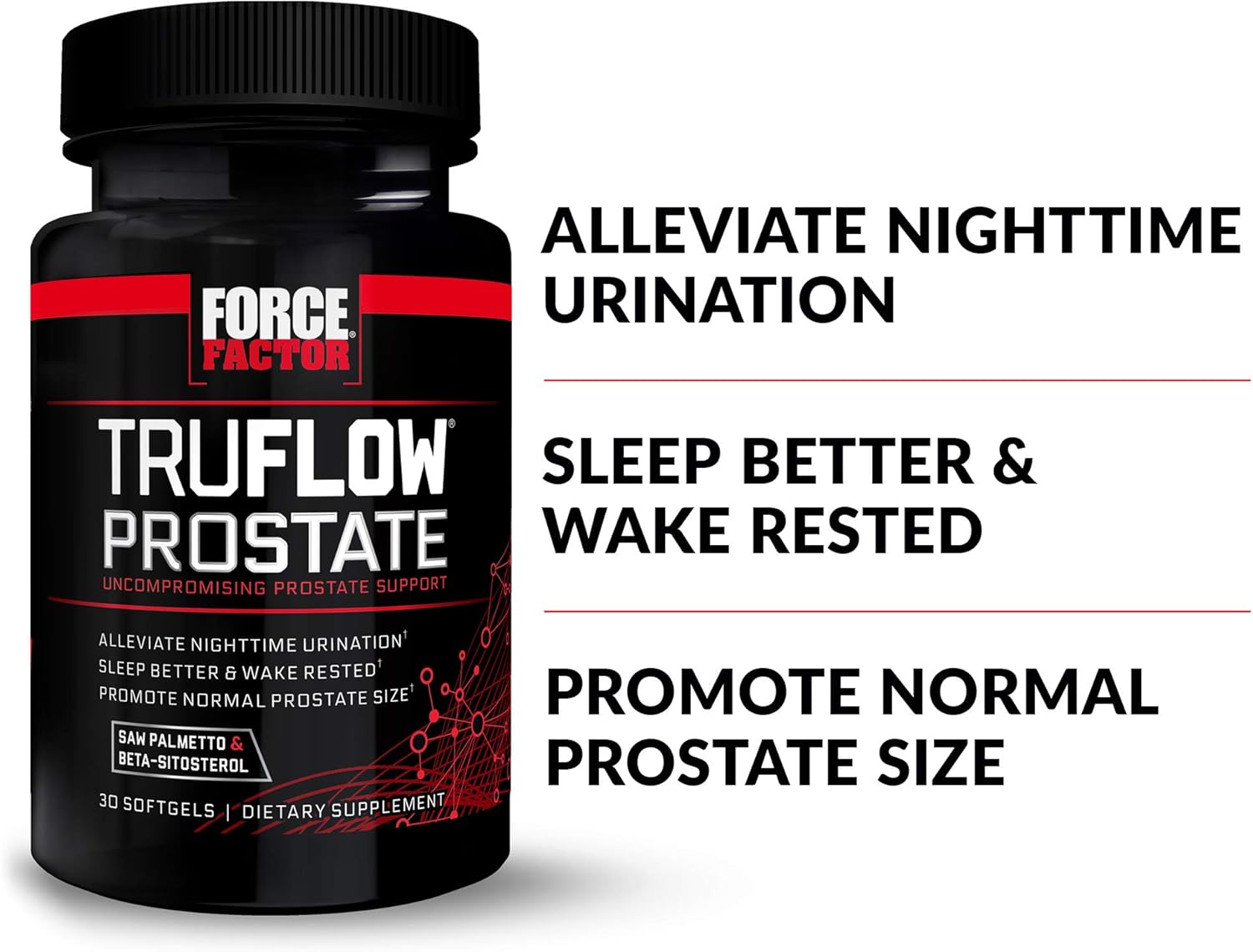 Prostate Health Support Supplement for Men - Force Factor TruFlow with Beta Sitosterol (30 Count)