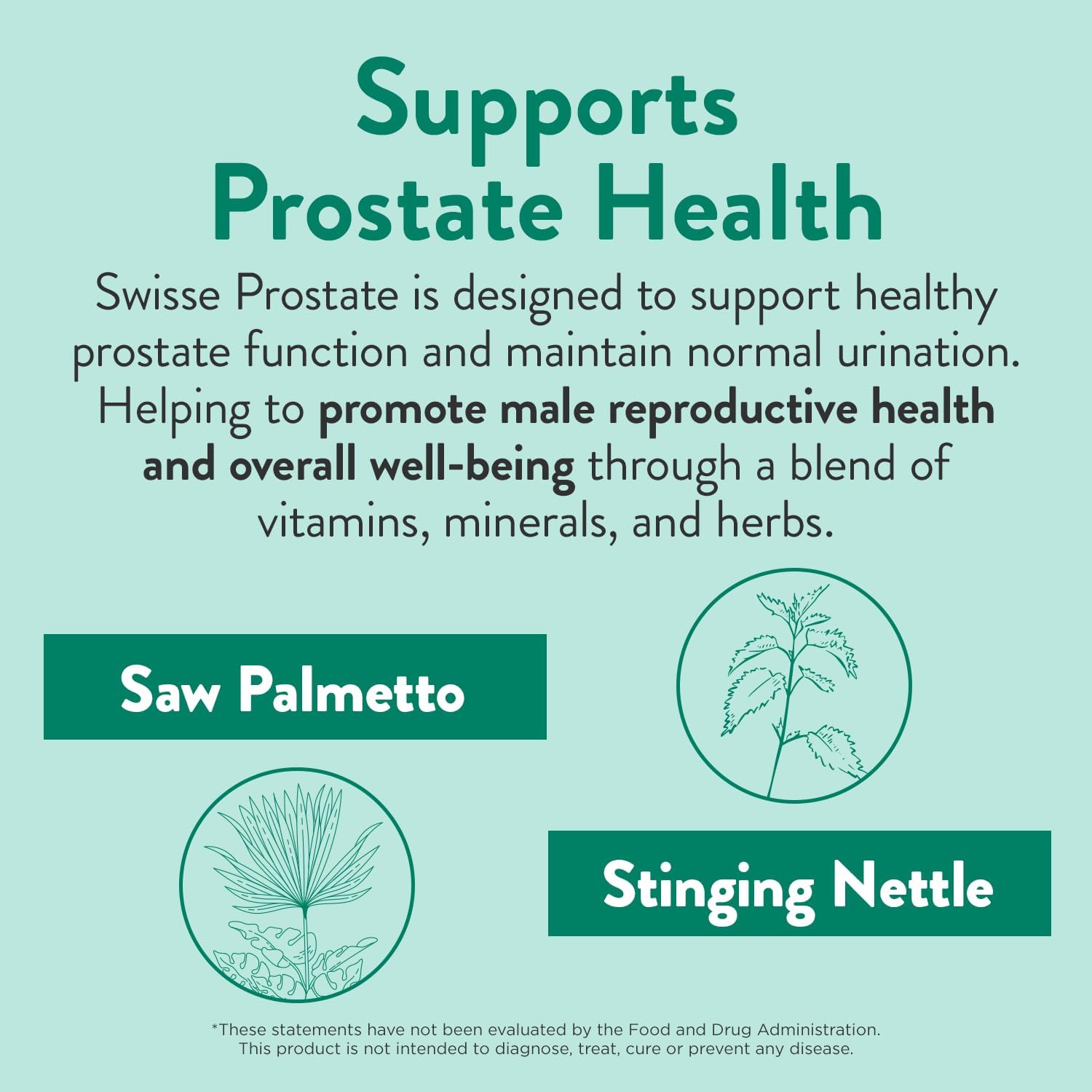 Prostate Health Support Supplement for Men | Saw Palmetto, Zinc, Selenium, Stinging Nettle Root | 50 Tablets