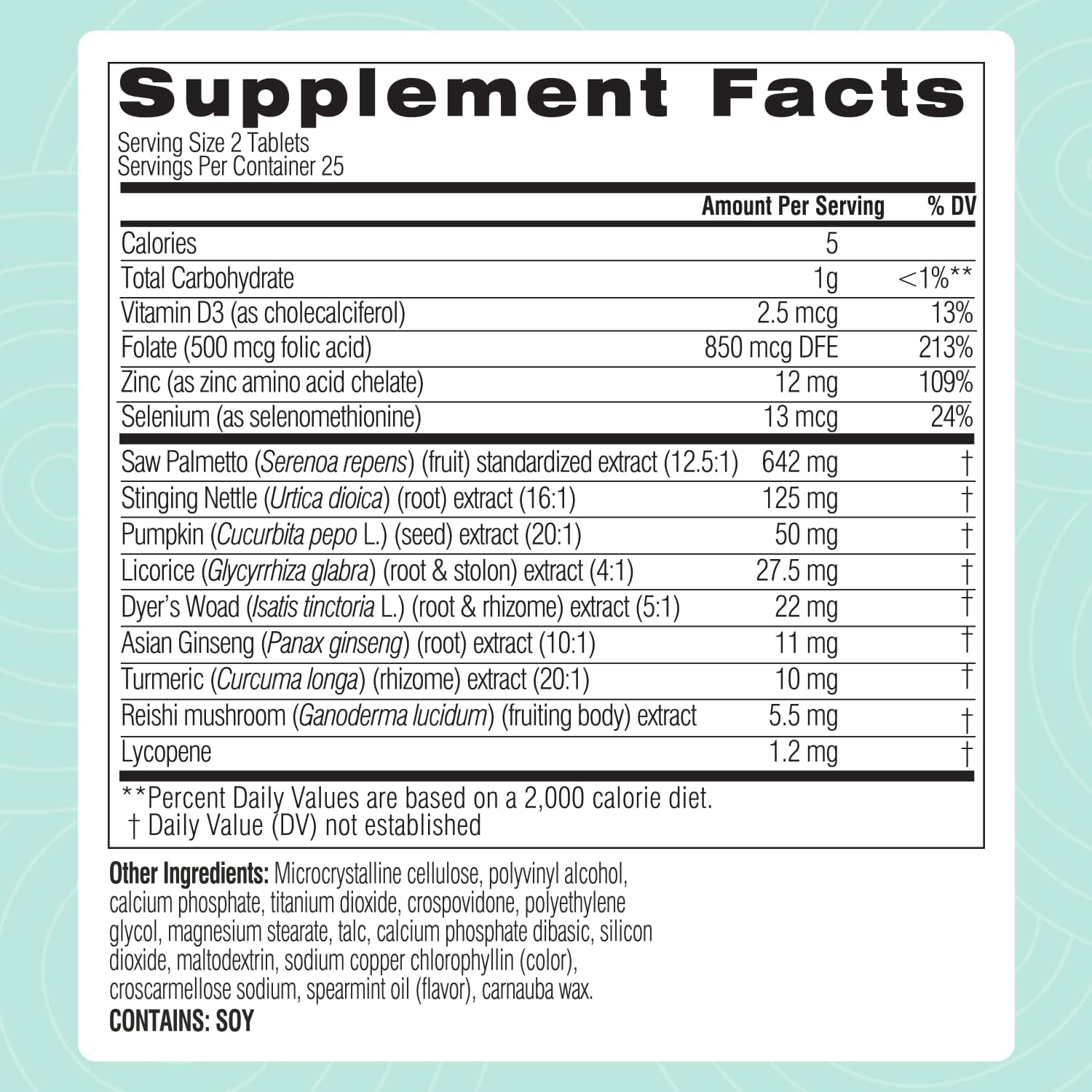 Prostate Health Support Supplement for Men | Saw Palmetto, Zinc, Selenium, Stinging Nettle Root | 50 Tablets
