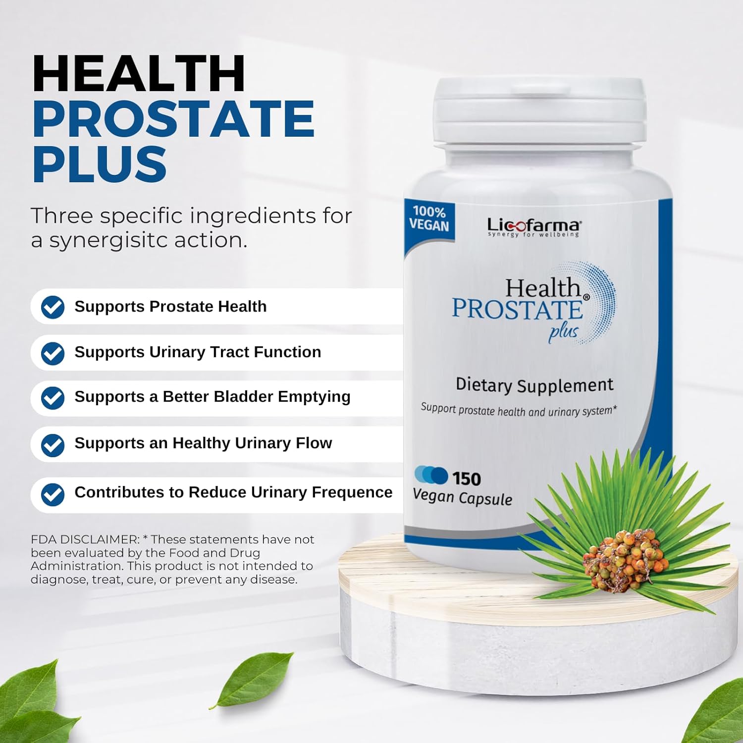 Prostate Plus Supplement for Men | Supports Urinary Tract Health with Saw Palmetto, Lycopene, and Selenium | 150 Vegetable Capsules