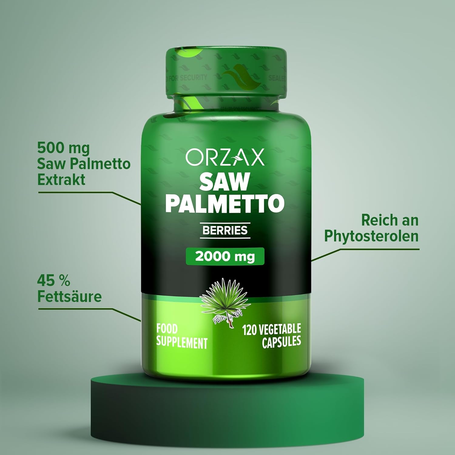 Prostate Support Supplement for Men - Saw Palmetto Extract 2000mg - Hair & Urinary Health - 120 Veg Capsules - 4 Month Supply