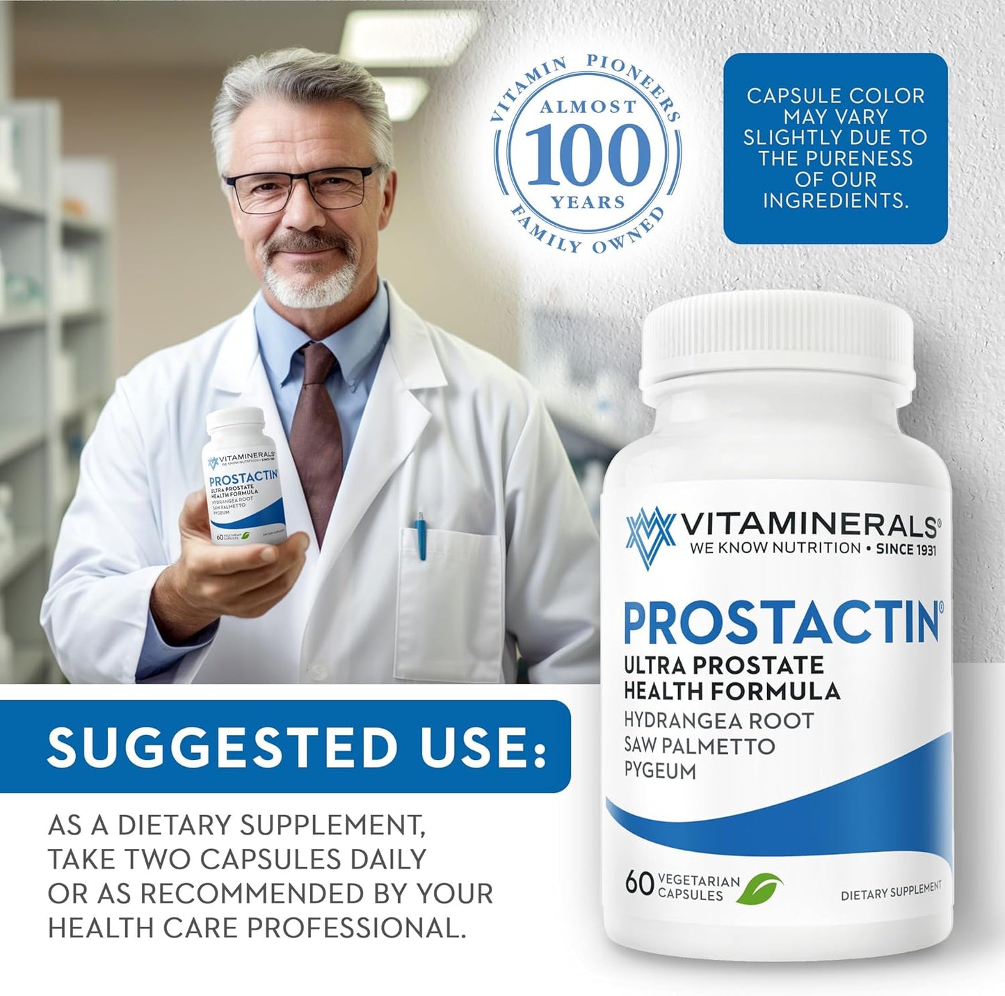 Prostate Support Supplement with Saw Palmetto, Pygeum, Lycopene, Pumpkin Seed - 60 Veggie Capsules