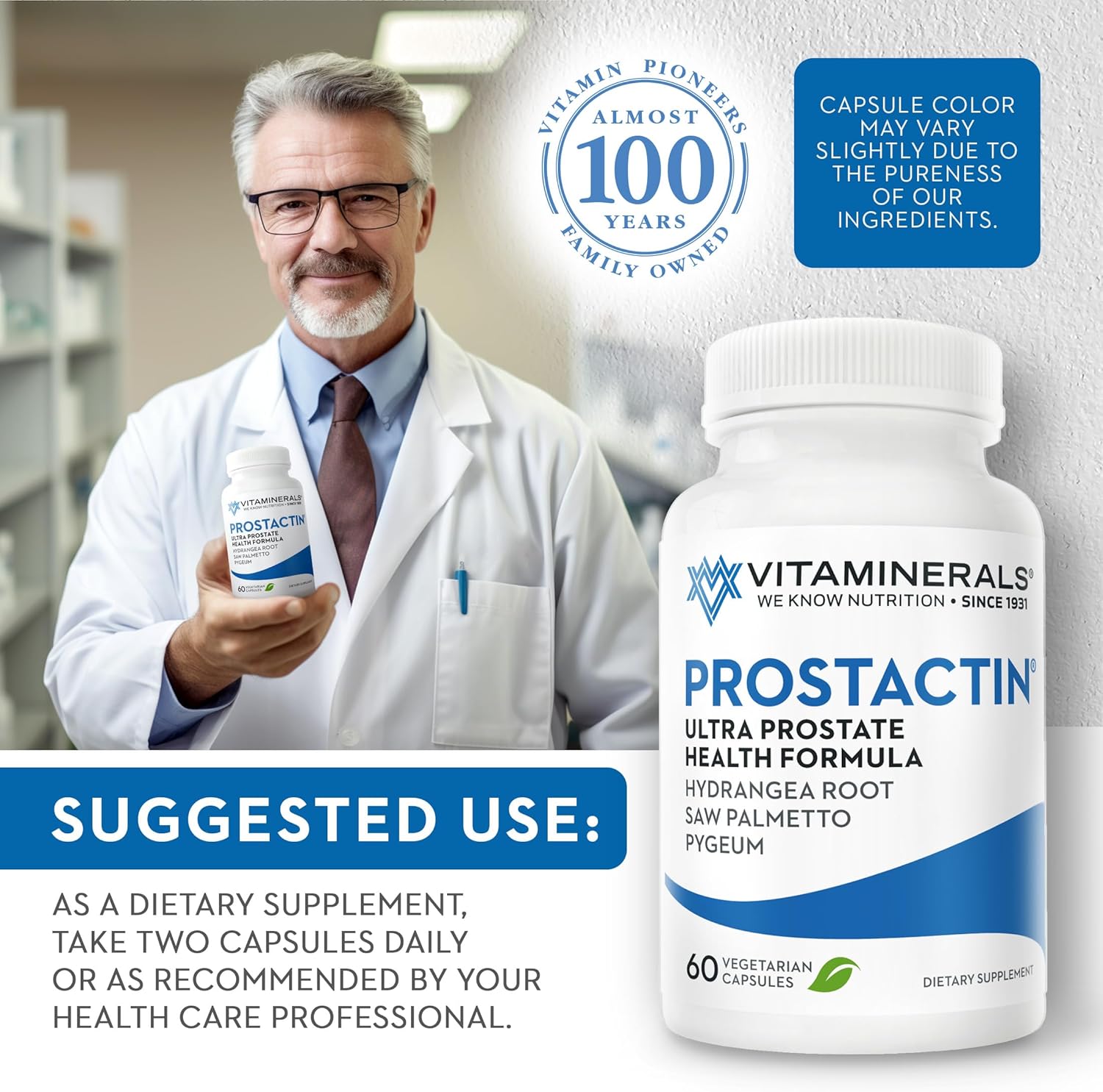 Prostate Support Supplement with Saw Palmetto, Pygeum, Lycopene, Pumpkin Seed - 60 Veggie Capsules