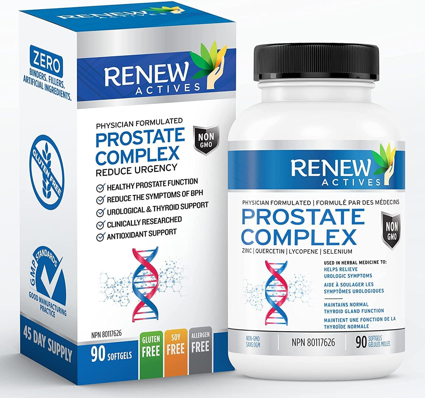 Prostate, Thyroid, and Eye Health Formula for Men - Antioxidant Blend Supplements - 90 Softgels - Made in Canada