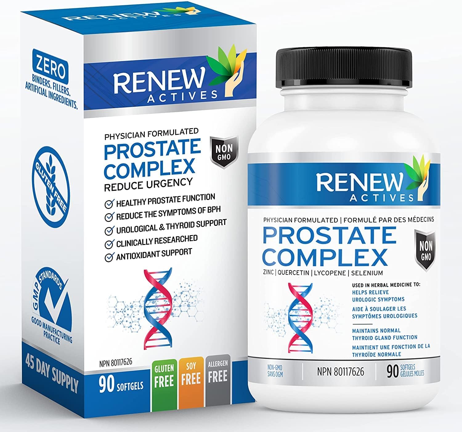 Prostate, Thyroid, and Eye Health Formula for Men - Antioxidant Blend Supplements - 90 Softgels - Made in Canada