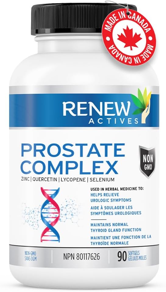 Prostate, Thyroid, and Eye Health Formula for Men - Antioxidant Blend Supplements - 90 Softgels - Made in Canada