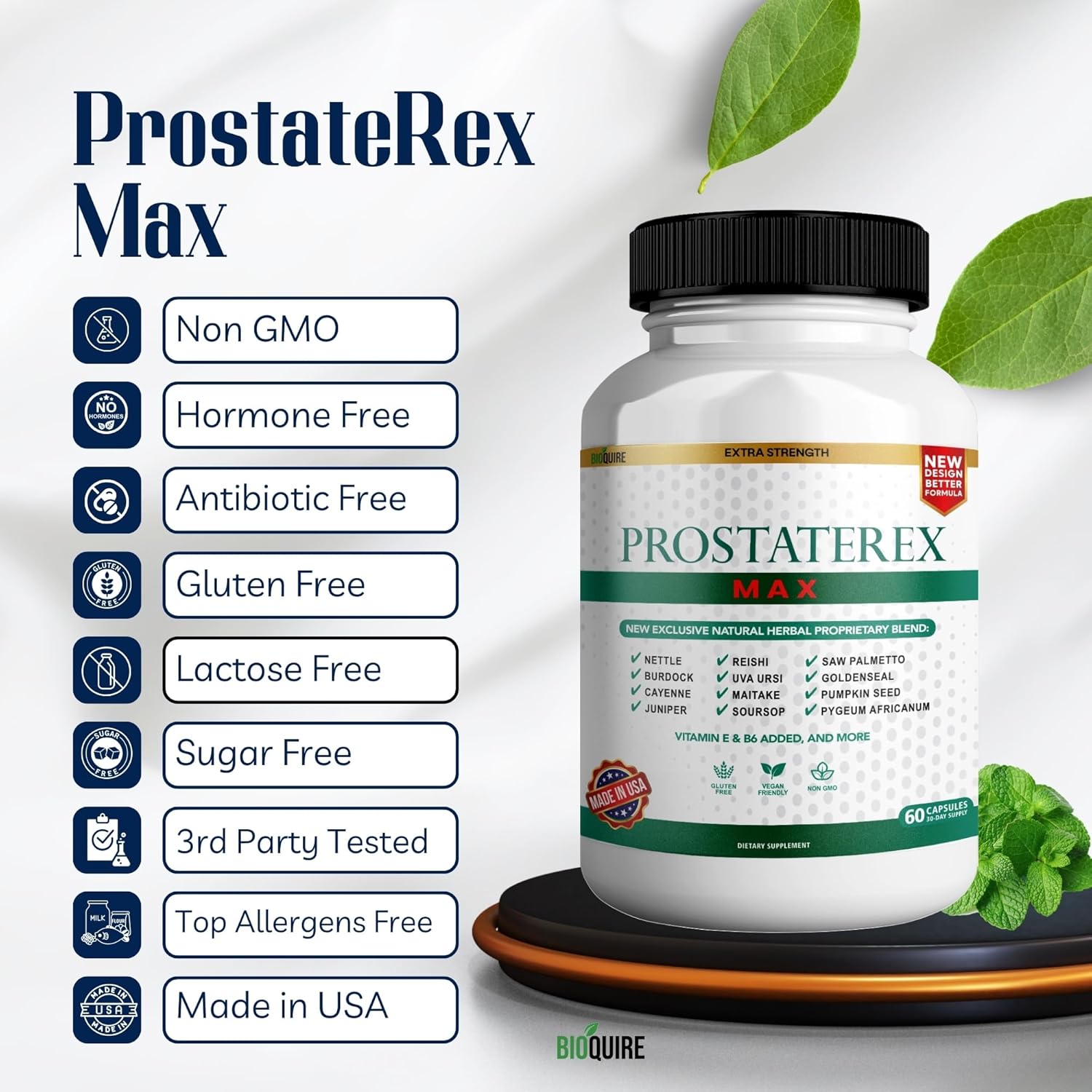 ProstateRex Max Extra Strength Supplement for Prostate Health Support with Saw Palmetto - 120 Capsules, Vegan & Non-GMO