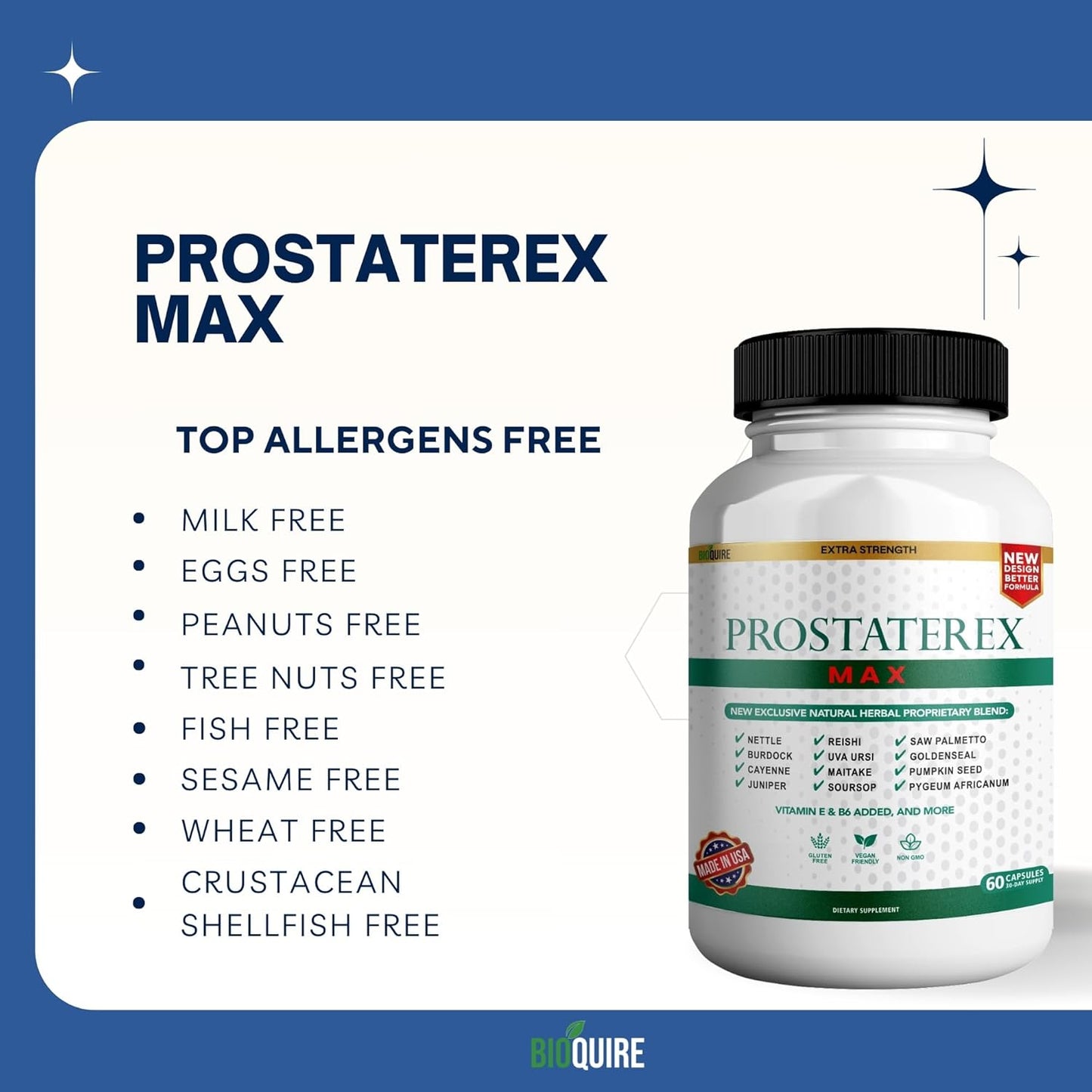ProstateRex Max Extra Strength Supplement for Prostate Health Support with Saw Palmetto - 120 Capsules, Vegan & Non-GMO